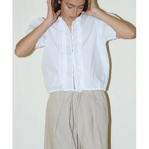 Deiji Studios White Double Frill Top Size XL